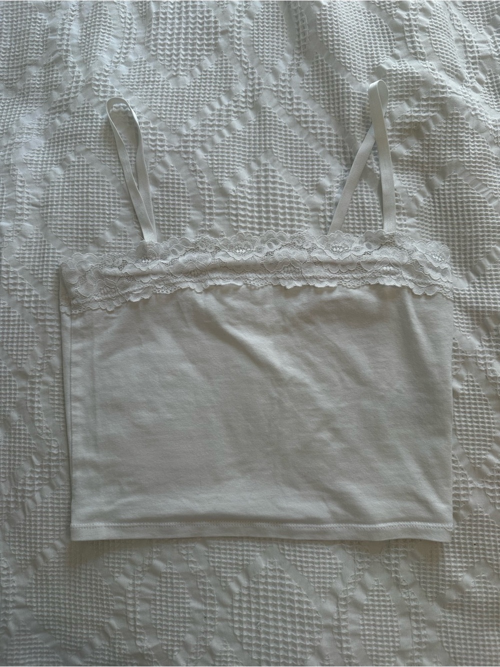 Cotton On White Lace-Trim Stretch Cami